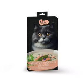 Ласощі кремові для котів Mavsy Creamy superfood SALMON AND TUNA FILLET WITH ALFALFA AND SPLASHED OF CATNIP FOR