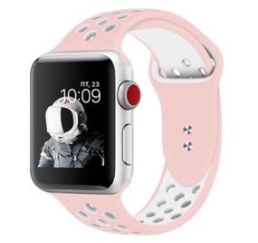 Спортивний ремінець з перфорацією Primo для Apple Watch 38mm / 40mm / 41mm - Pink&White