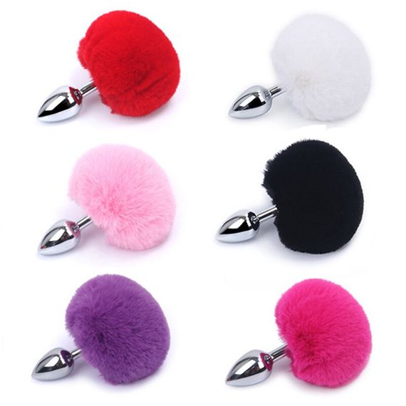 Анальная пробка с белым пушистым хвостиком размер S | Зображення 3