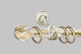 Карниз для штор однорядный металлический 19 мм, Белое-Золото (комплект) 320 см (стык труб)