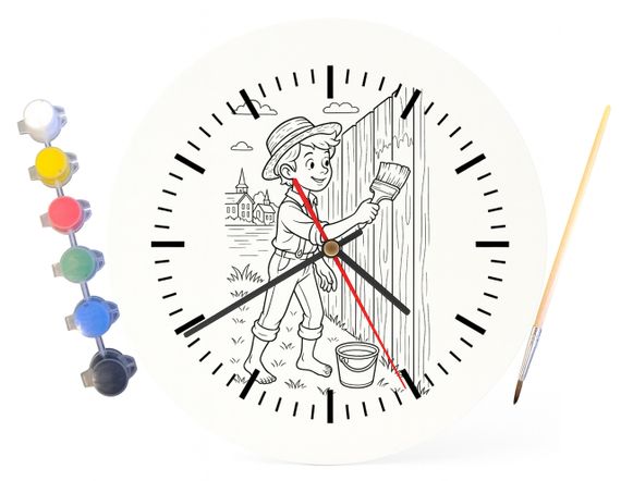 Детский набор для творчества часы-раскраска Приключения Тома Сойера (Марк Твен) 30 см (Г0024) | Зображення 3