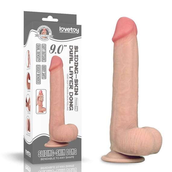 Фалоімітатор 9'' Sliding Skin Dual-layer Dong Sex Aura | Зображення 1