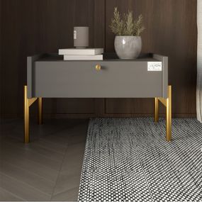 Тумба приліжкова LION Wood з однією шухлядою Антрацит (золоті ножки) (LION-041304)