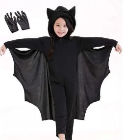 Дитячий костюм кажана, летючої миші комбінезон з капюшоном крилами печатками для Хеловіну карнавалу ранковий на 105-115см 4-6років