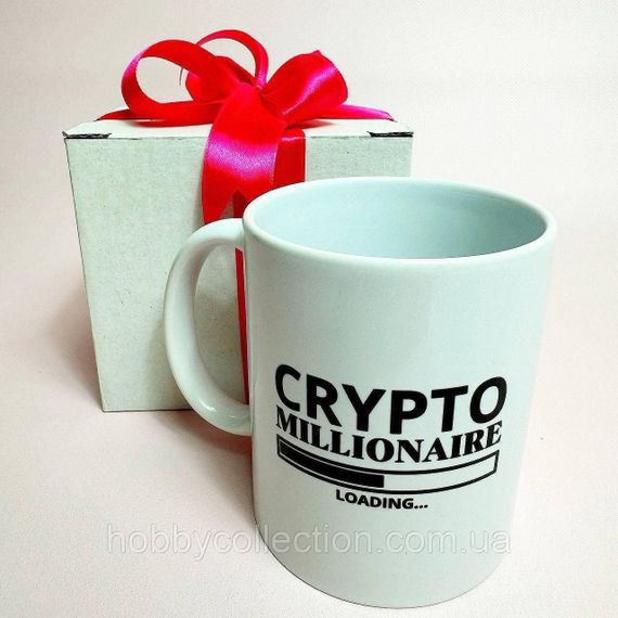 Кружка керамічна з принтом "Crypto Millionaire" 330 мл у подарунковій коробці з бантом | Зображення 1