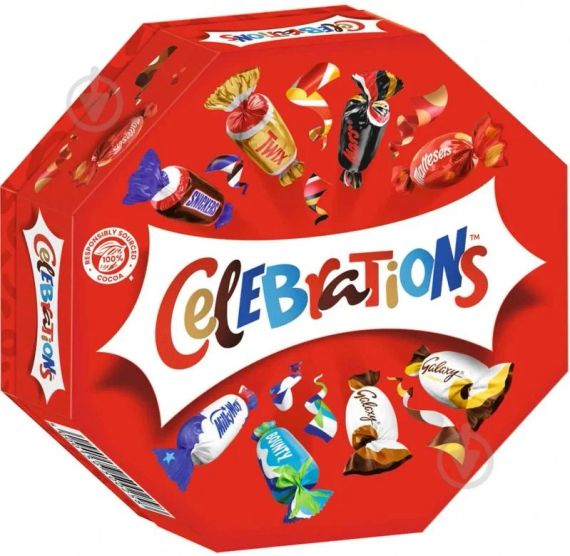 Цукерки шоколадні в подарунковій коробці Celebrations, 186 г, Англія, мікс цукерок, асорті