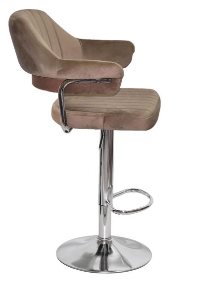 Барное кресло Jeff Bar CH-Base велюр кофейный B-1042, на круглой хромированной ножке с регулировкой высоты | Зображення 1