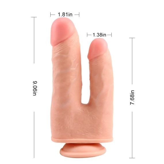 Фаллоимитатор двойной с мошонкой Chisa Ballsy Super Cock Bromeo # 02 на присоске, телесный Sex Aura | Зображення 4