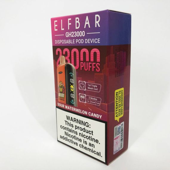 ELF BAR GH 23000 5%. Кислі Кавунові Цукерки (Sour Watermelon Candy) | Зображення 4