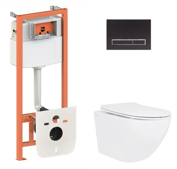 Набір Qtap Nest 4 в 1 підвісний унітаз Jay Ultra Quiet 520x360x320 + комплект інсталяції QT07335175W48195