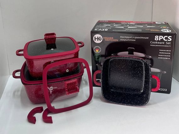 Набір каструль з гранітним антипригарним покриттям XPRO HK-323 ЧЕРВОНИЙ (41923-HK-323 КРАСНЫЕ_2093) | Зображення 5