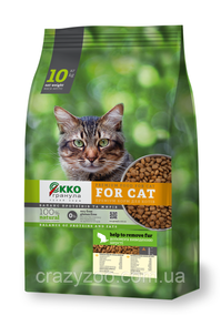 Сухой корм для котов Ekko гранула для выведения шерсти с курицей 10 кг 4820249130186