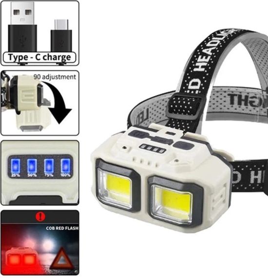Налобный фонарь HX-816S-2COB LED фонарик аккумуляторный 4 режима работы красный свет сенсорный датчик движения | Зображення 3