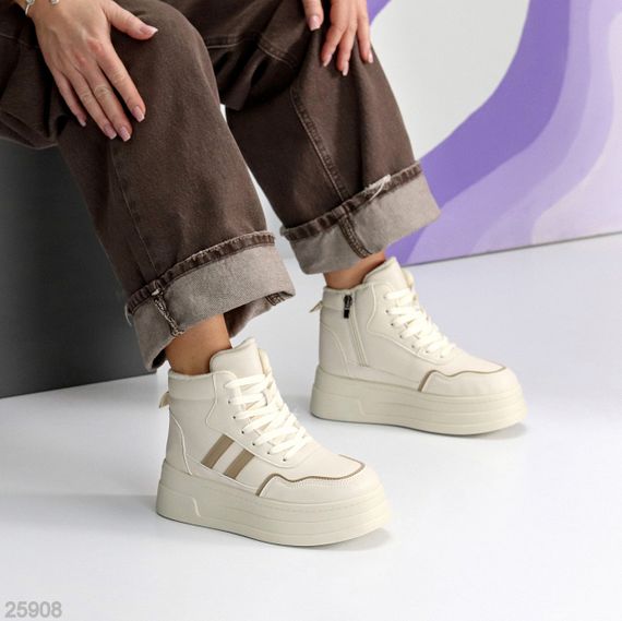 Бежевые зимние хайтопы на платформе цвет на выбор | Зображення 3