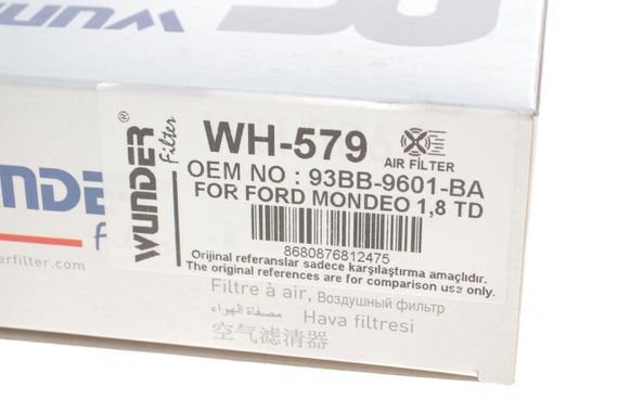 Фільтр повітряний Ford Mondeo 1.8TD 93-00 WH 579 | Зображення 3