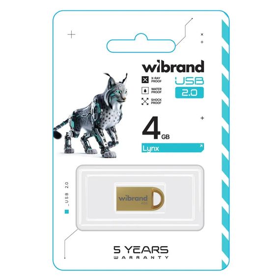 USB флеш накопичувач Wibrand 4GB lynx Gold USB 2.0 (WI2.0/LY4M2G) | Зображення 1