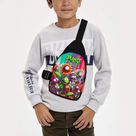 Сумка через плече дитяча Рослини проти зомбі 29х17 см сумка слінг для хлопчика (02152)
