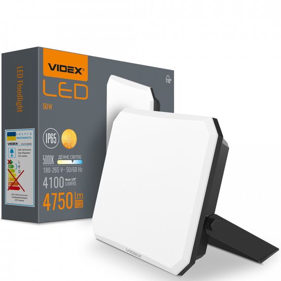 Светодиодный прожектор VIDEX F3 50W 5000K 220V Black (VLE-F3-0505B) | Зображення 3