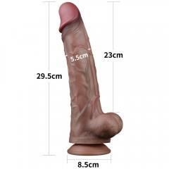 Фалоімітатор - Dual-Layered Silicone Cock 11.5" Brown Sex Aura | Зображення 1
