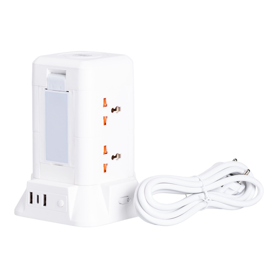 Сетевой фильтр удлинитель 2.8 м с лампой на 6 универсальных розеток с 2 USB, 1 Type-C, беспроводная зарядка HP-5-1