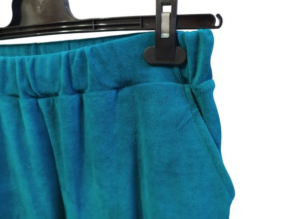Жіночий Велюровий домашній комплект двійка халат штани бірюзовий оксамитовий костюм піжама 50 | Зображення 3