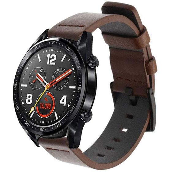 Кожаный ремешок Primo Classic для часов Huawei Watch GT 2 / GT Active 46mm - Coffee