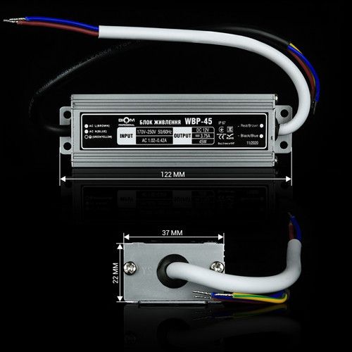 Блок питания DC12 45W WBP-45-12 3,7А герметичный Professional | Зображення 2