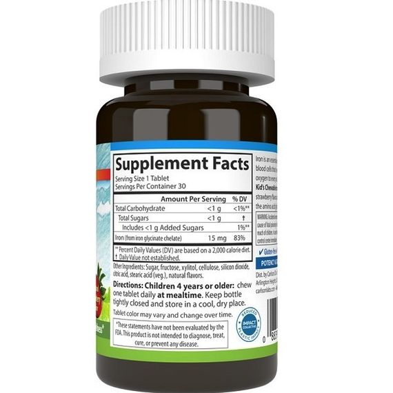Микроэлемент Железо Carlson Labs Kid's Chewable Iron 30 Tabs Strawberry | Зображення 1