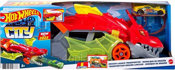Вантажівка автовоз транспортер Хот Вілс Паща дракона. Hot Wheels City Dragon Launch Transporter