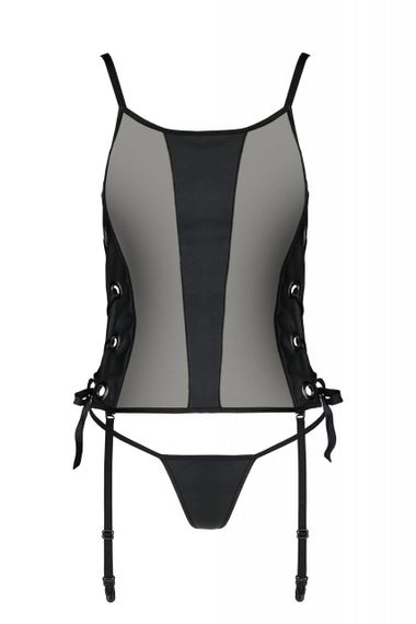 Сетчатый корсет из экокожи Passion MALWIA CORSET 6XL/7XL black, с люверсами и съемными пажами sexstyle | Зображення 2