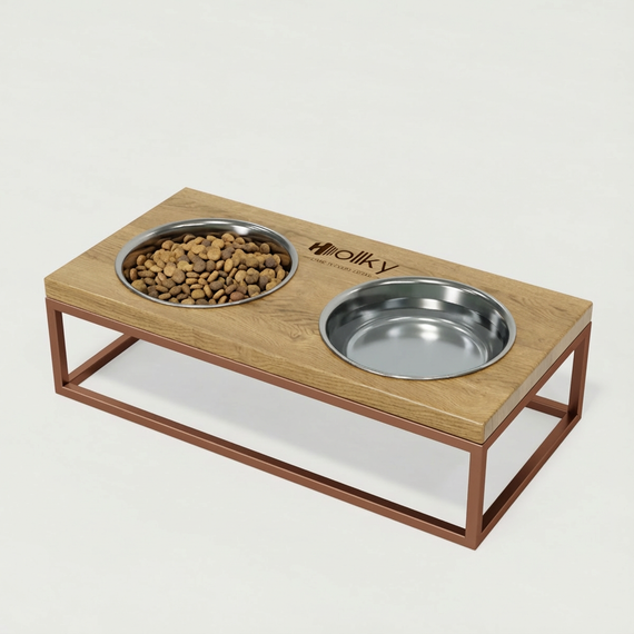 Миски на подставке для средних собак и больших котов Hollky Base M (2 × 0,95 л) BM-422110-GLNT