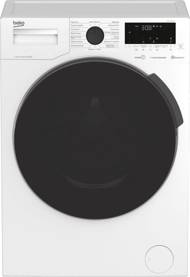 Стир. машина с фронт. загр. BEKO WUE8616XBCW, 8кг, 1400, A+++(-10%), Пар, 55см, Дисплей, Инвертор, Белый (WUE8616XBCW)