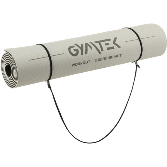 Килимок (мат) для фітнесу та йоги Gymtek Premium TPE 0,6см сіро-чорний | Зображення 4