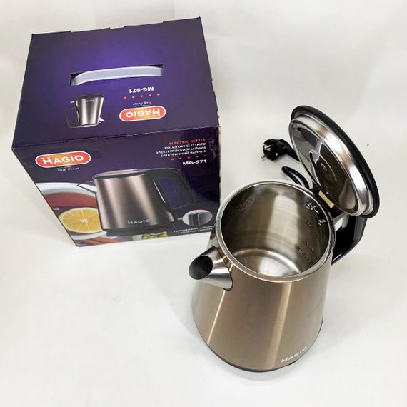 Красивый чайник кухонный, Электрический чайник бесшумный, Электрочайник на кухню, Электрочайник сталь BC-33 | Зображення 9