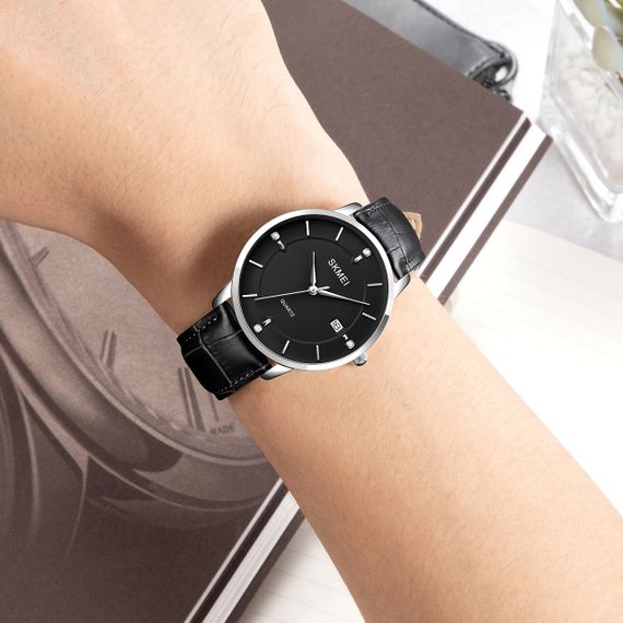 Skmei 1801LSIBK Silver-Black Leather | Зображення 2