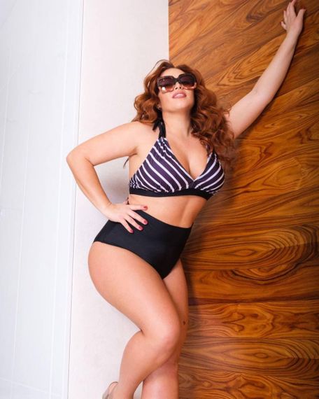 Роздільний чорно-білий купальник Plus Size знімними чашками та високими плавками | Зображення 1