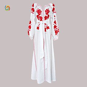 Платье Украинская вышиванка  55530549 цвет белый размер L/XL