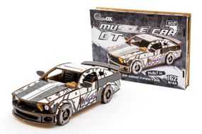 Конструктор Puz-00639 "Muscle Car" дерев'яний, 162 дет., білий колір, поліція розмір моделі 24х9х7 см PuzzleOk