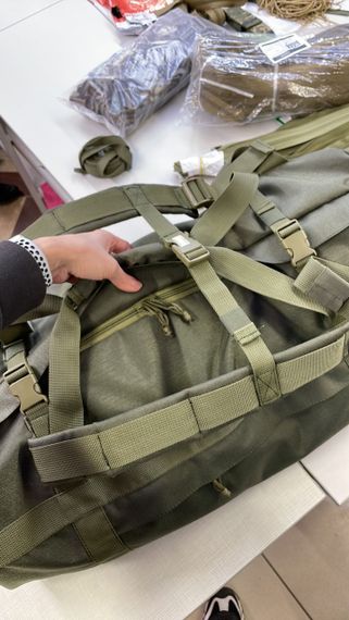 Тактична сумка, баул 65 л Оксфорд 600 D ПВХ Олива | Зображення 5
