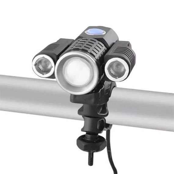 Велоліхтар з кріпленням на кермо акумуляторний W602-T6+2XPE Bike Чорний