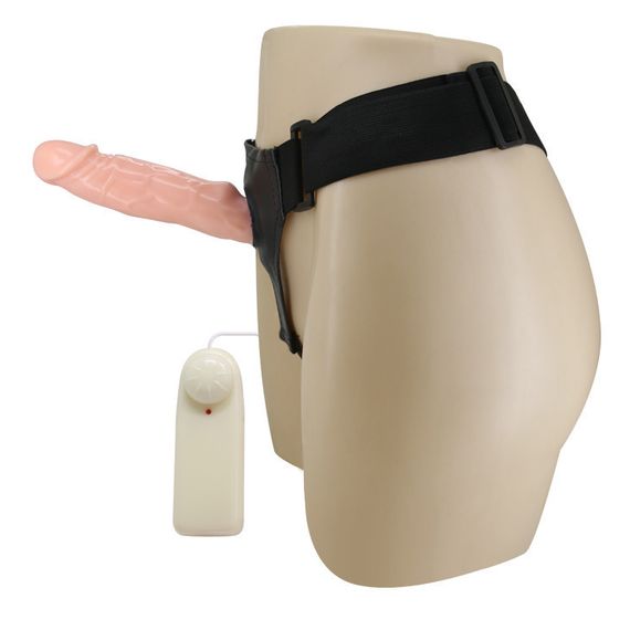 Страпон порожнистий (фалопротез) з вібрацією Baile Vibrating Strap On, беж, 19 × 4 см Sex Aura | Зображення 5