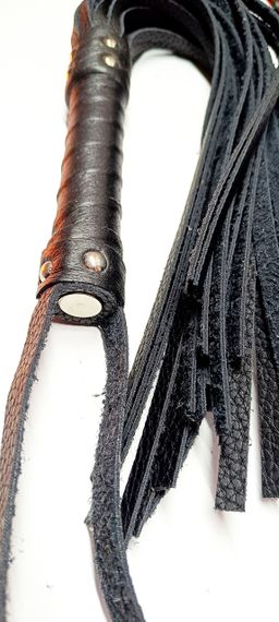 Флогер комбінований зі шкіряною ручкою 31 хвостом завдовжки 36 см Чорний sexstyle | Зображення 1