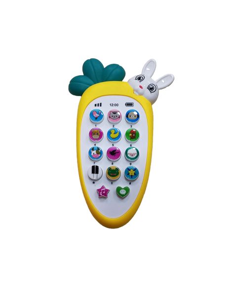 Телефон "Зайчик Звоня" 80650 WToys, на укр.мові, підсвічування, казки, пісні, скоромовки, вірші, в коробці (6945717416567) Жовтий