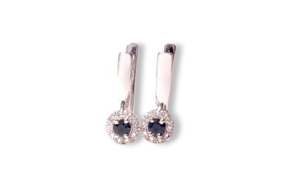 Серьги из белого золота с сапфирами и бриллиантами S-0354