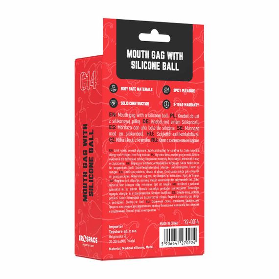 Кляп - Erospace Wild Play Mouth Gag With Silicone Ball C14 Sex Aura | Зображення 7