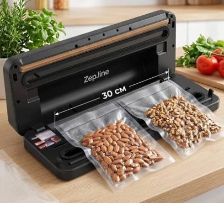 Вакуумный упаковщик Zepline ZP-00374 с пакетами вакууматор с сенсорной панелью управления дисплей LED-подсветка 200 Вт Черный | Зображення 4