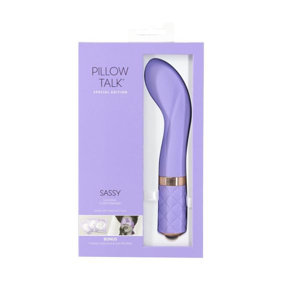 Розкішний вібратор Pillow Talk Sassy Purple Special Edition, Сваровскі, пов’язка на очі+гра Sex Aura | Зображення 8