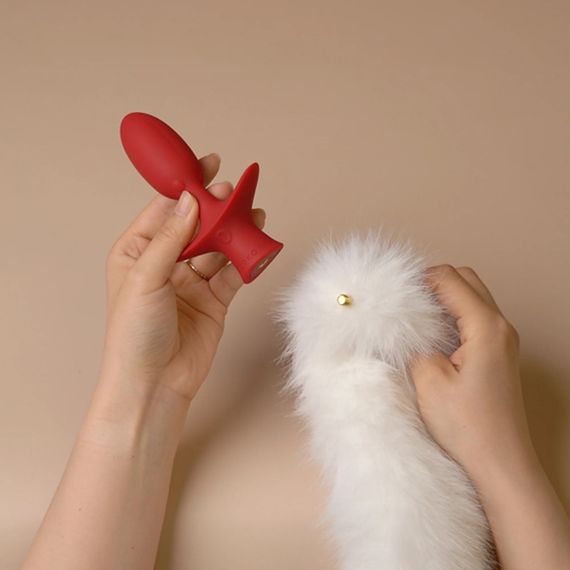 Анальна вібропробка з ротацією UPKO з натуральним лисячим хвостом і пультом, білий, 6,6 х 3 см Sex Aura | Зображення 4