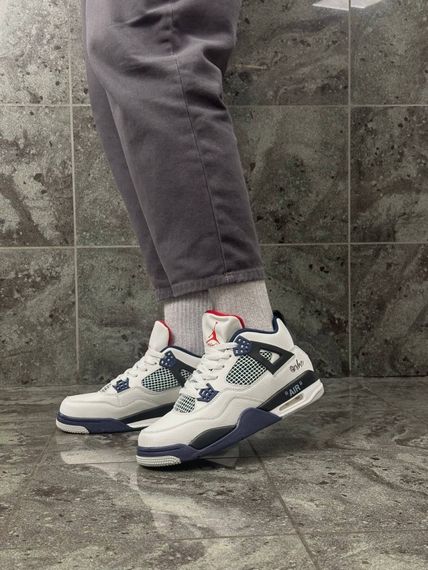 Кросівки Nike Air Jordan 4 Retro (white navy) | Зображення 2