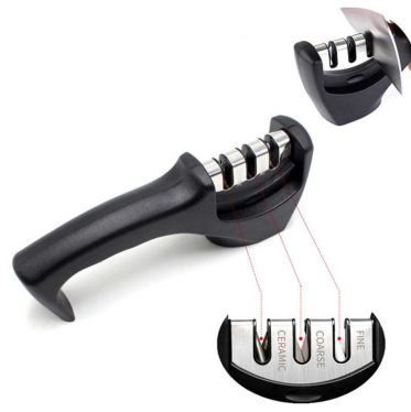 Точилка для ножів 3 в 1 Чорна